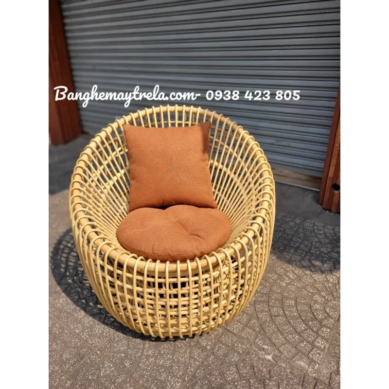 Bàn ghế sofa trứng mây tre 793124