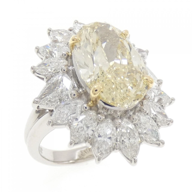 Nhẫn kim cương PT900/K18YG 5.016CT LY SI1 cắt oval - Hàng hiệu Authentic 873644