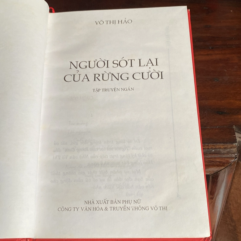 NGƯỜI SÓT LẠI CỦA RỪNG CƯỜI, VÕ THỊ HẢO, bản bìa cứng, có chữ ký tác giả (XB 2005) 502629