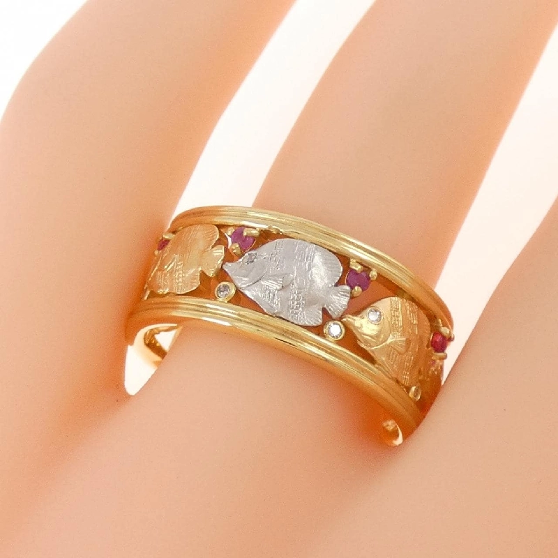 Nhẫn cá K18YG/PT900/K18PG đá ruby 0.10CT - Hàng hiệu Authentic 849604