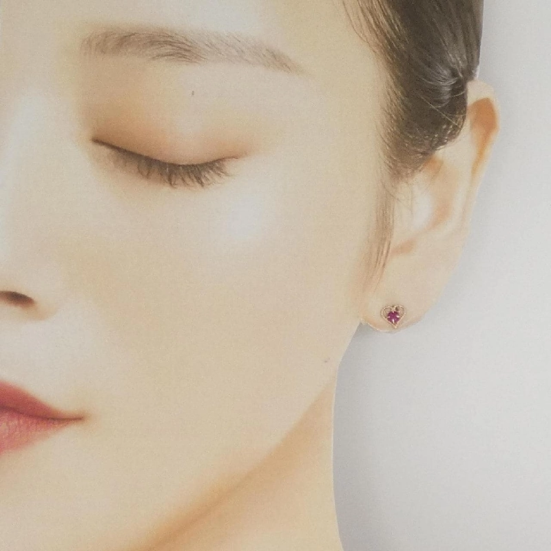 K10PG Bông tai hình trái tim Ruby - Hàng hiệu Chính hãng 872585