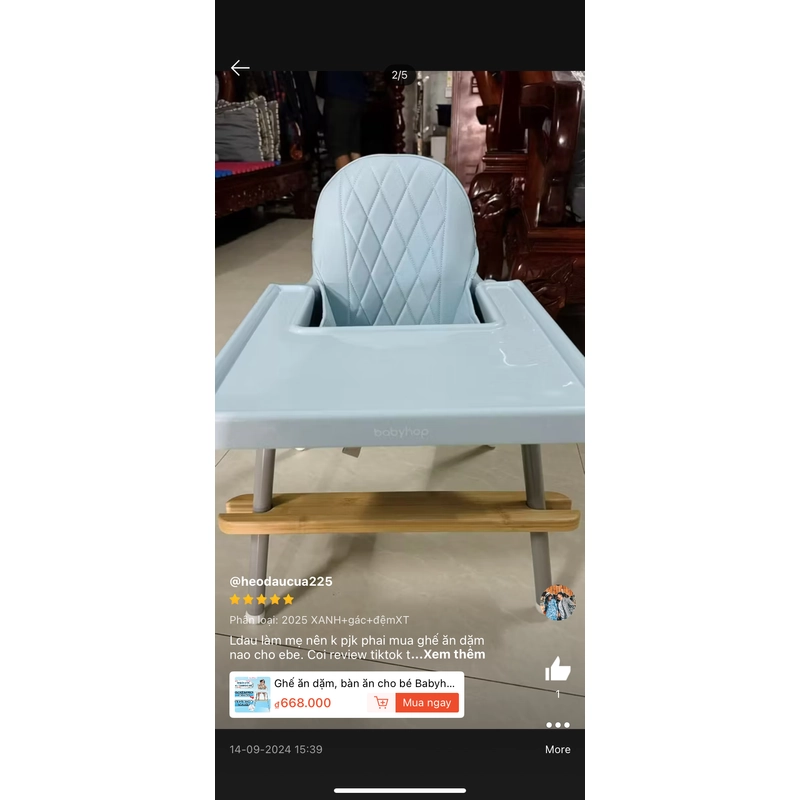 Ghế ăn dặm, bàn ăn cho bé Babyhop  548874