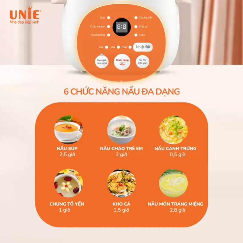 🌿 Nồi nấu chậm UNIE USC10W – Giữ trọn dưỡng chất tự nhiên 732413