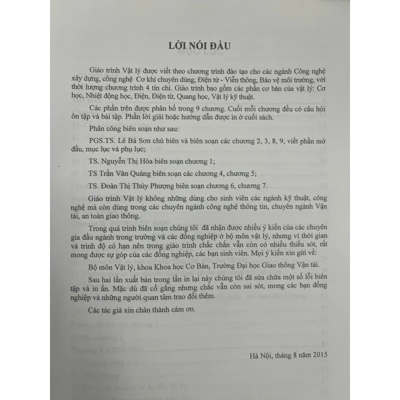 VẬT LÝ (Dành cho SV ngành Kỹ Thuật) 698163