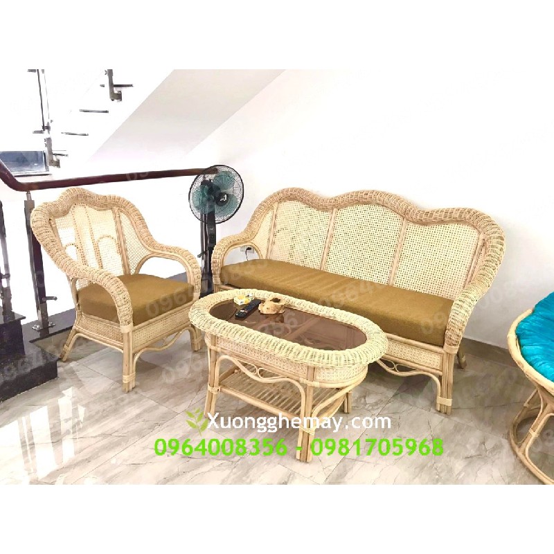 Sofa mây tre đan truyền thống cho phòng khách gia đình 60490