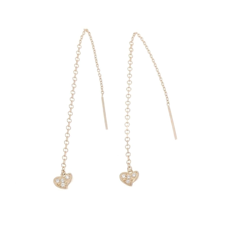 K18PG Bông tai hình trái tim kim cương 0.04CT - Hàng hiệu Chính hãng 870530