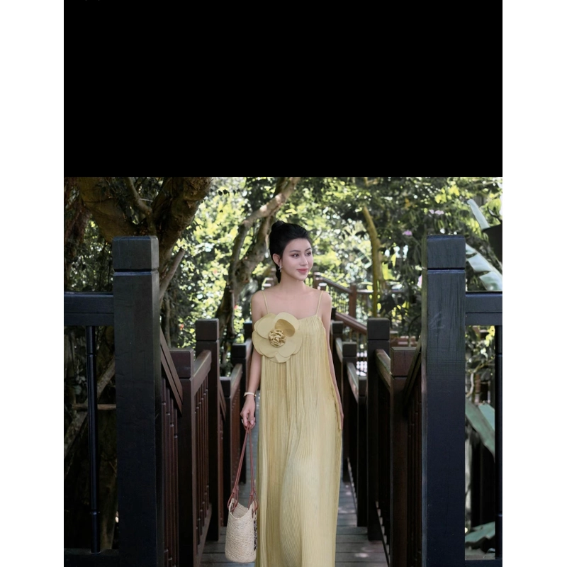 Váy maxi màu vàng hoa tháo rời 471678
