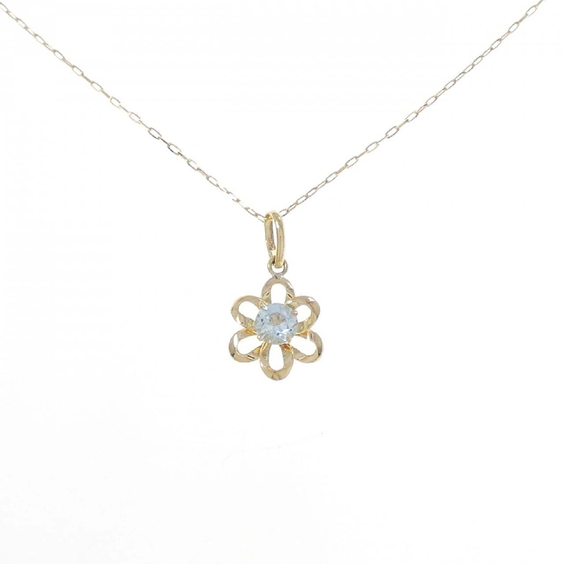 K18YG Hoa Xanh Topaz Dây Chuyền - Hàng hiệu Chính hãng 850479