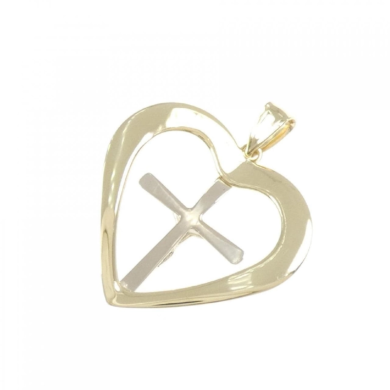 Mặt dây chuyền hình trái tim × cây thánh giá 10KYG/10KWG - Hàng hiệu Authentic 870534