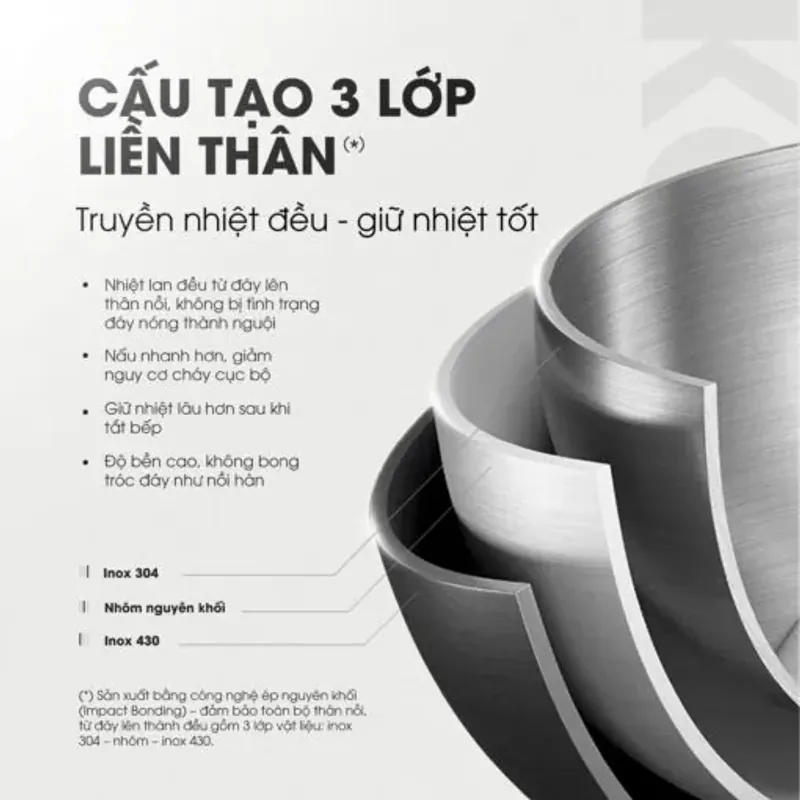 Bộ 3 nồi inox liền khối KALITE KCS366 – Bộ 3 size 18-20-24cm linh hoạt 934679