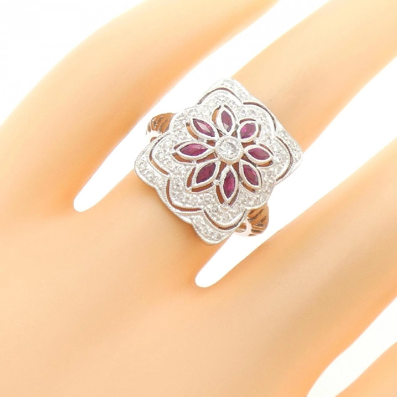 Nhẫn Ruby Hoa PT900 0.67CT 669894