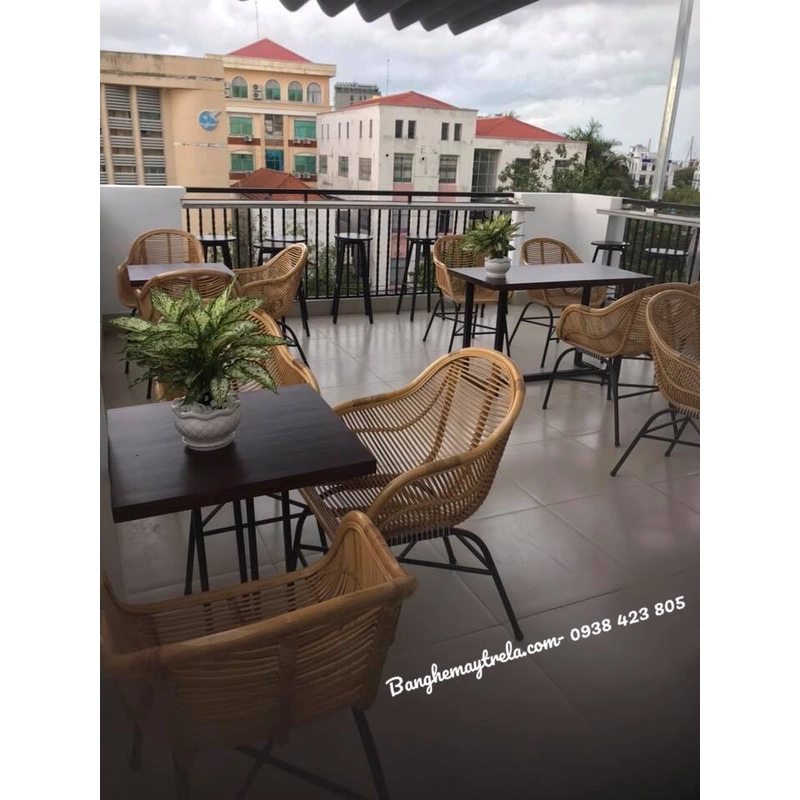 Ghế chân sắt cafe mây tre 443508