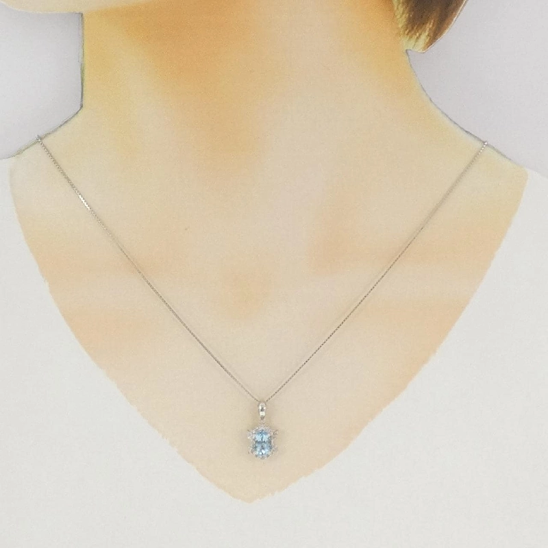 Dây chuyền Aquamarine PT900/PT850 1.289CT - Hàng hiệu Chính hãng 858598