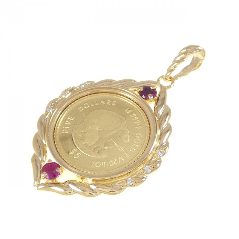 K18YG(枠) Ruby Coin Pendant - Hàng hiệu Authentic 866893