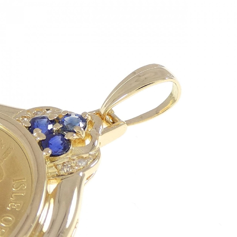 K18YG(枠) Sapphire Coin Pendant - Hàng hiệu Authentic 865272