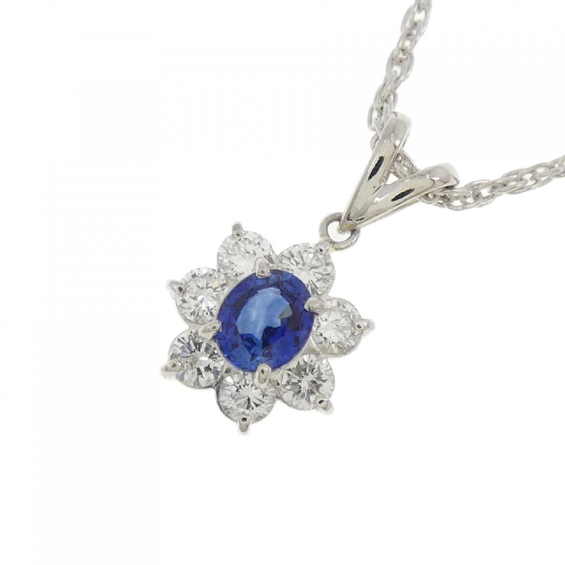 Dây chuyền Sapphire hoa PT900/PT850 0.43CT - Hàng hiệu Authentic 860811