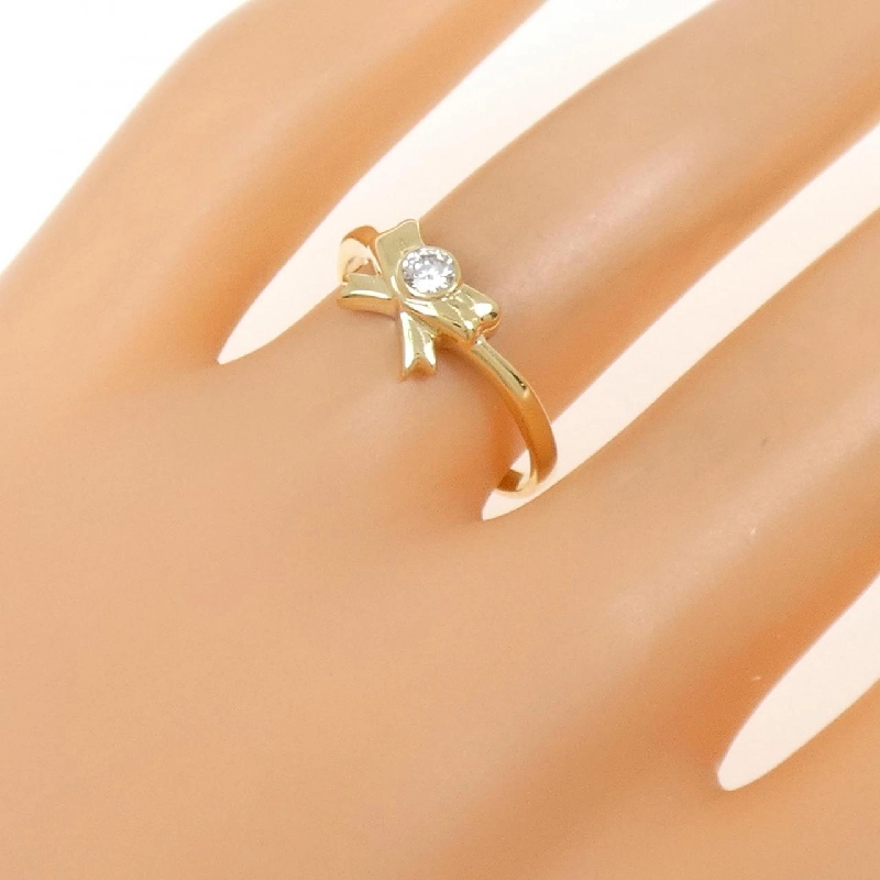 Nhẫn kim cương K18YG hình ruy băng 0.09CT 670340