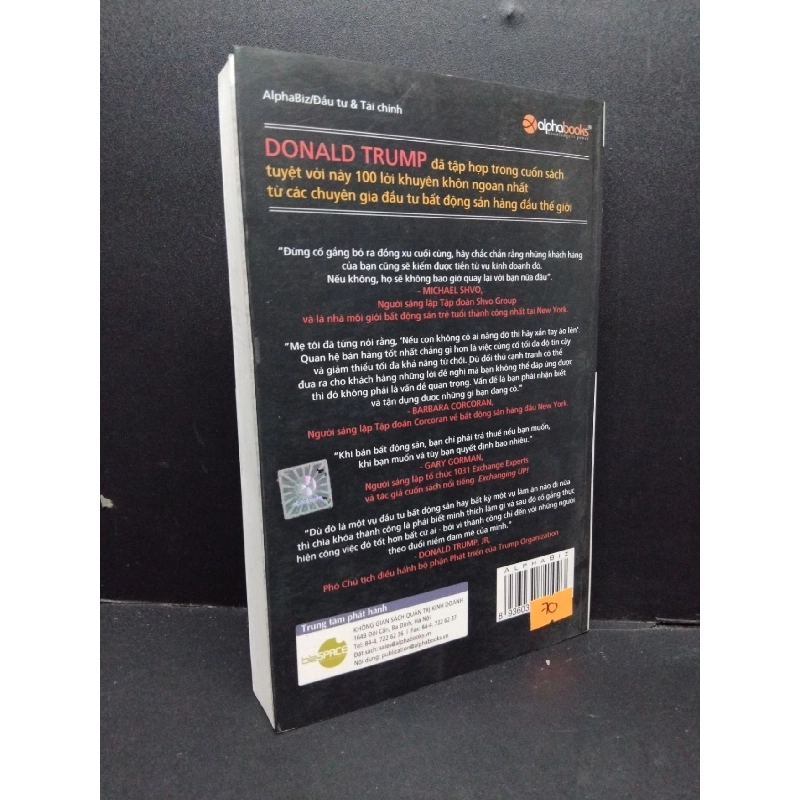 Trump 100 lời khuyên đầu tư bất động sản khôn ngoan nhất mới 80% bẩn bìa, ố nhẹ, tróc bìa, tróc gáy 2007 HCM2110 Donal Trump MARKETING KINH DOANH 917728