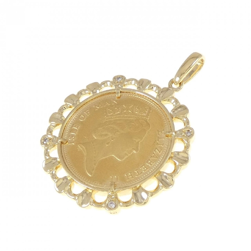 K18YG(枠) Dây chuyền đồng xu kim cương 0.08CT - Hàng hiệu Authentic 867891