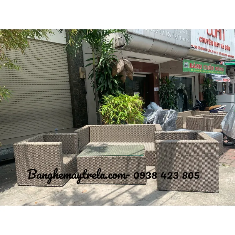 Bàn ghế sofa vuông mây nhựa 726745