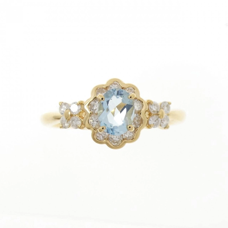 Nhẫn aquamarine K18YG hoa 0.29CT 667294