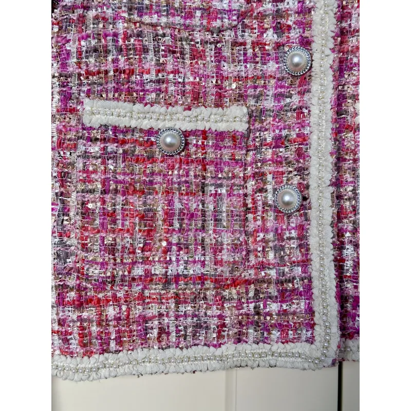 Set áo + váy dạ tweed màu hồng pastel 756912