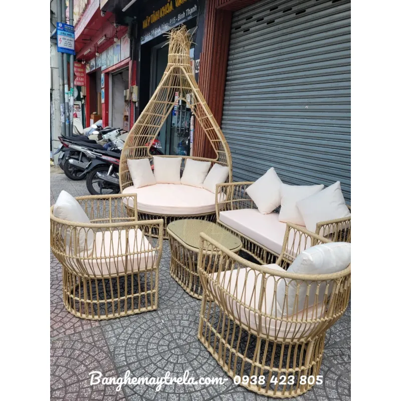Sofa mây nhựa sân vườn 715348