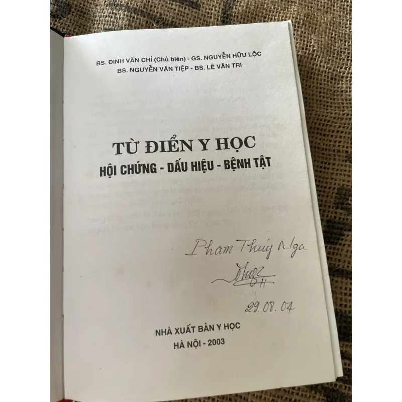 Từ điển y học -BS. ĐINH VĂN CHÍ- GS. NGUYỄN HỮU LỘC NGUYÊN VĂN TIỆP - LÊ VĂN TRI 1019339