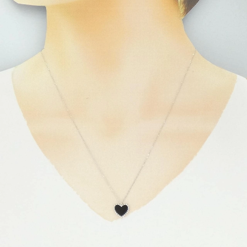 K18WG Dây chuyền hình trái tim Onyx - Hàng hiệu Chính hãng 859994