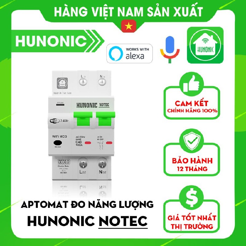 APTOMAT ĐIỀU KHIỂN TỪ XA, ĐO NĂNG LƯỢNG THÔNG MINH HUNONIC NOTEC 11055