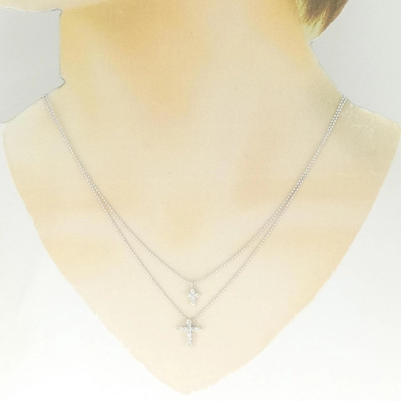 K18WG Dây chuyền kim cương chéo 0.31CT - Hàng hiệu Authentic 860866