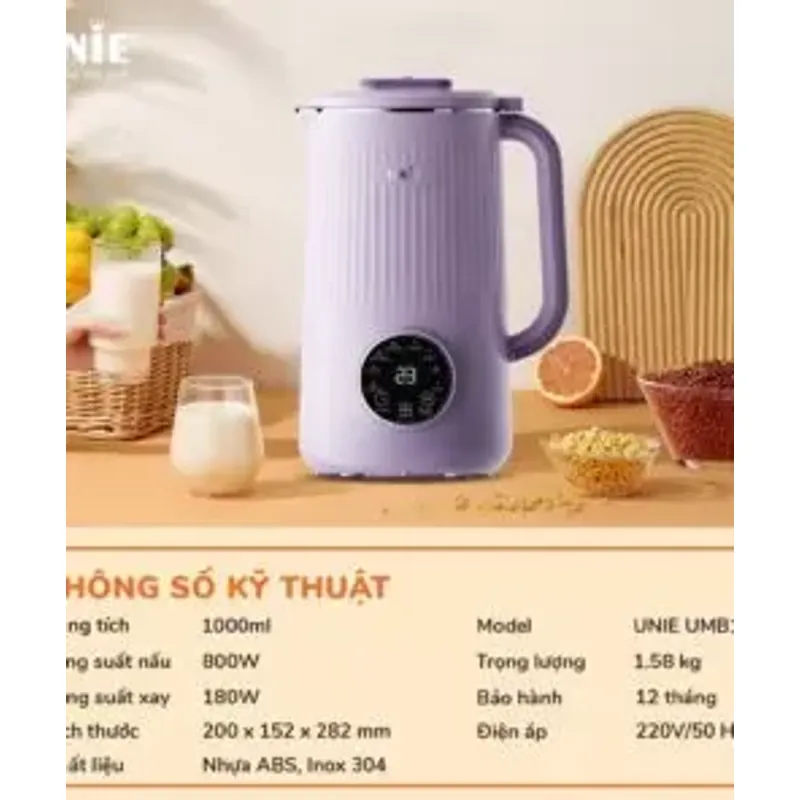 🎉 Máy làm sữa hạt 1L UNIE UMB10 – Hoạt động êm, mượt, tiết kiệm điện! 715248