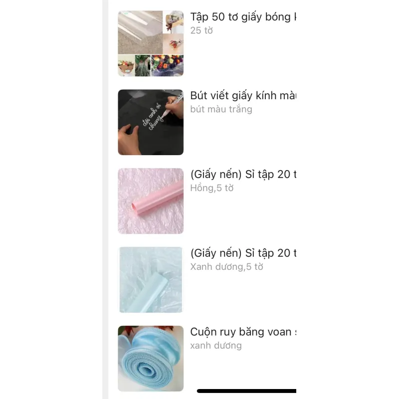 Combo đồ dùng làm hoa giấy ( giấy làm hoa, giấy gói, keo nến, giấy bóng, bút..) 1018778