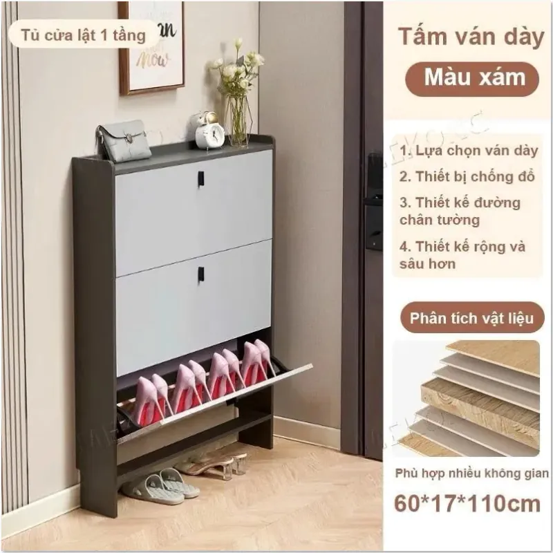Tủ giày cánh lật, lắp ghép thông minh, mỏng 16cm 973228