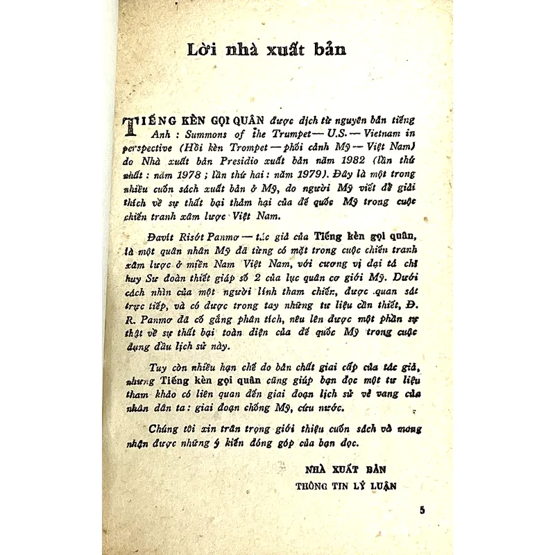 TIẾNG KÈN GỌI QUÂN (SUMMONS of the TRUMPET)- Tác giả DAVE RICHARD PALMER 1067086