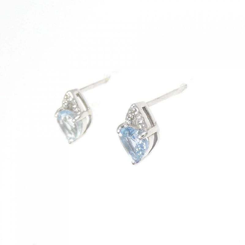K18WG Bông tai hình trái tim Aquamarine 0.60CT - Hàng hiệu Chính hãng 868687