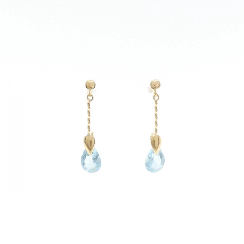 K18YG Blue Topaz Bông Tai - Hàng hiệu Chính hãng 870601