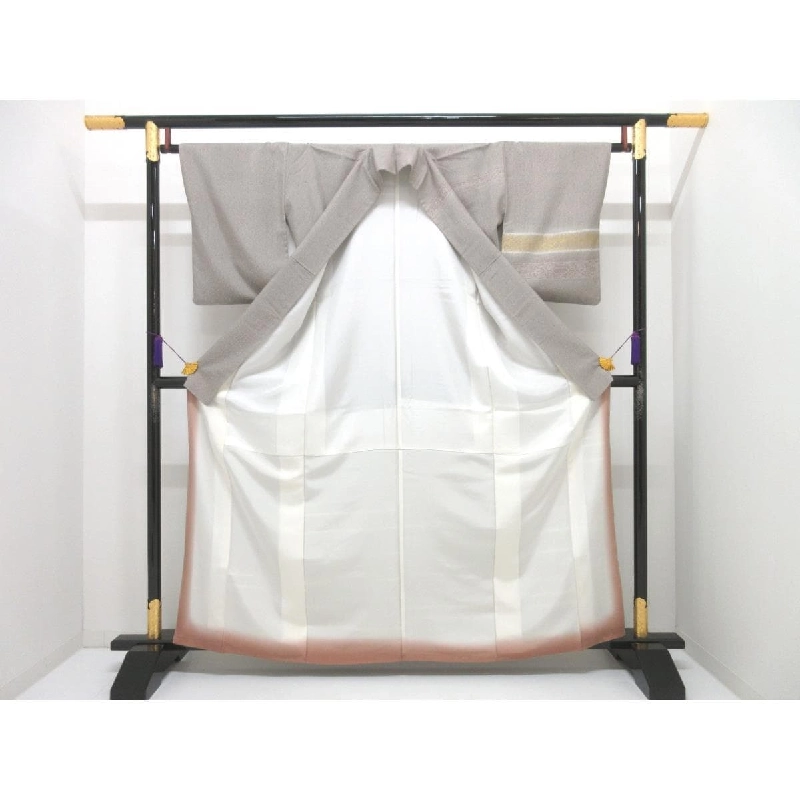 Kimono thăm viếng, lụa nhuộm, chế tác vàng Yuzen, có thắt nút - Hàng hiệu Authentic 876841