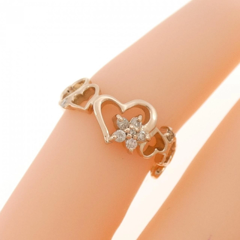 Nhẫn kim cương K10PG hình trái tim × hoa 0.07CT 670128