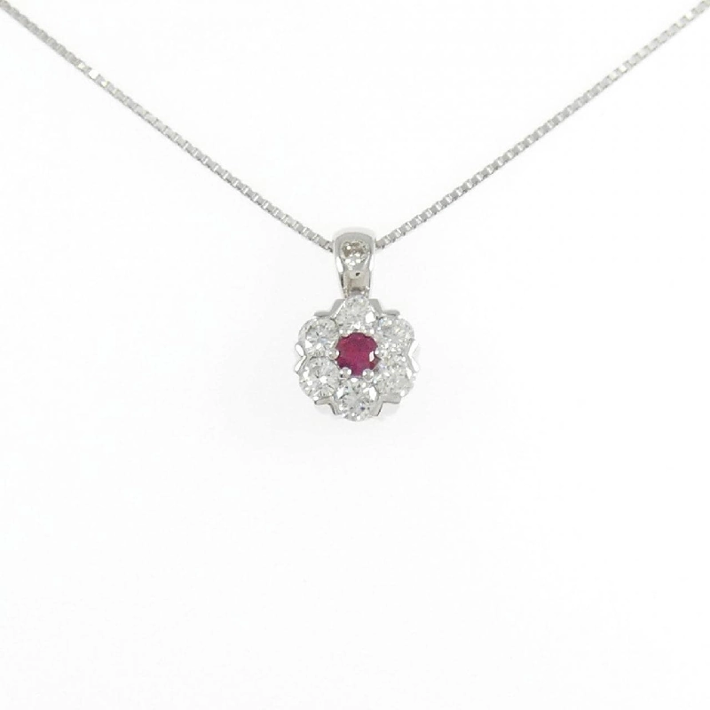 K18WG Hoa Hồng Ruby Dây Chuyền 0.135CT - Hàng hiệu Chính hãng 858508