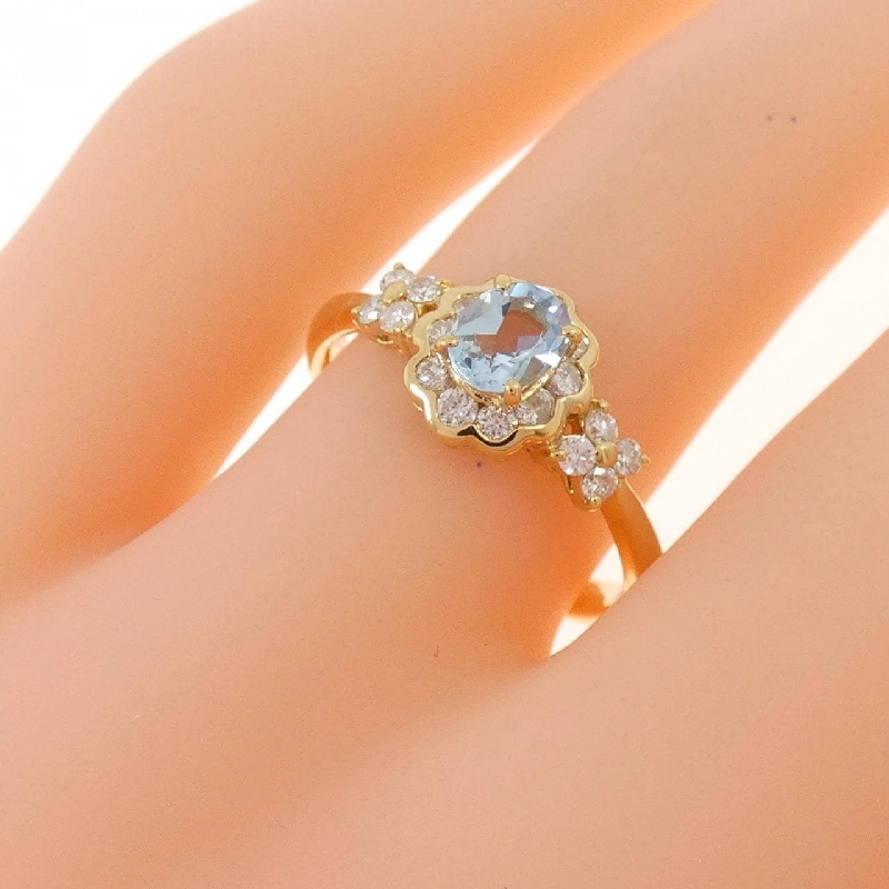 Nhẫn aquamarine K18YG hoa 0.29CT 667294