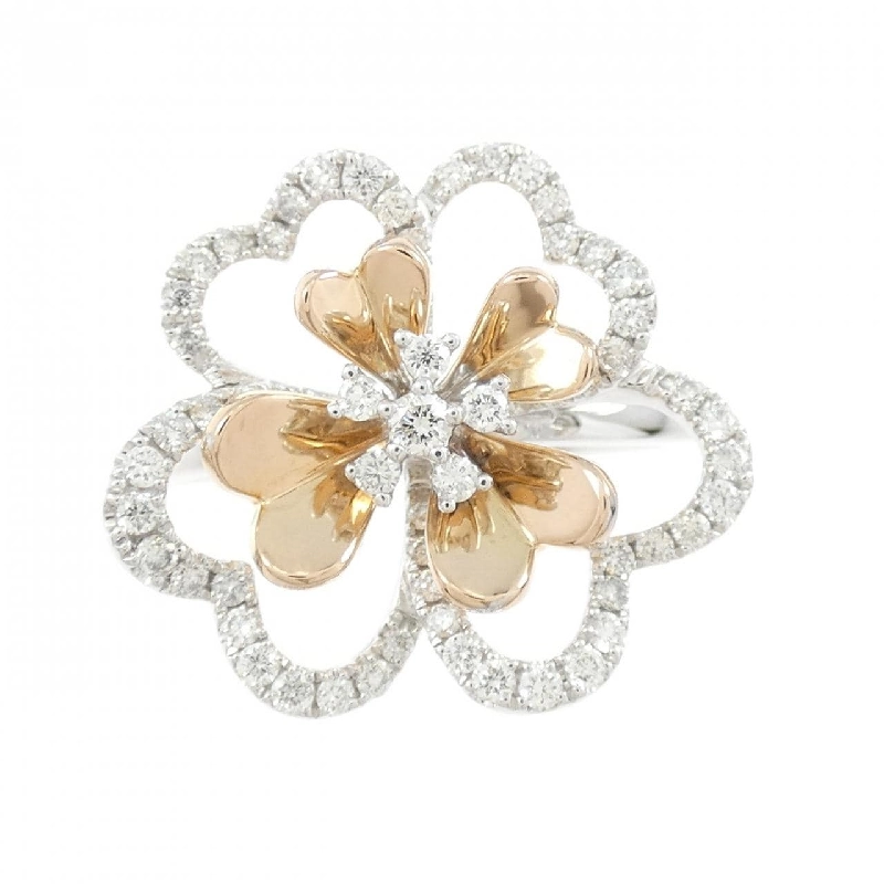 Nhẫn kim cương K18WG/K18PG hình cỏ 0.381CT 665948