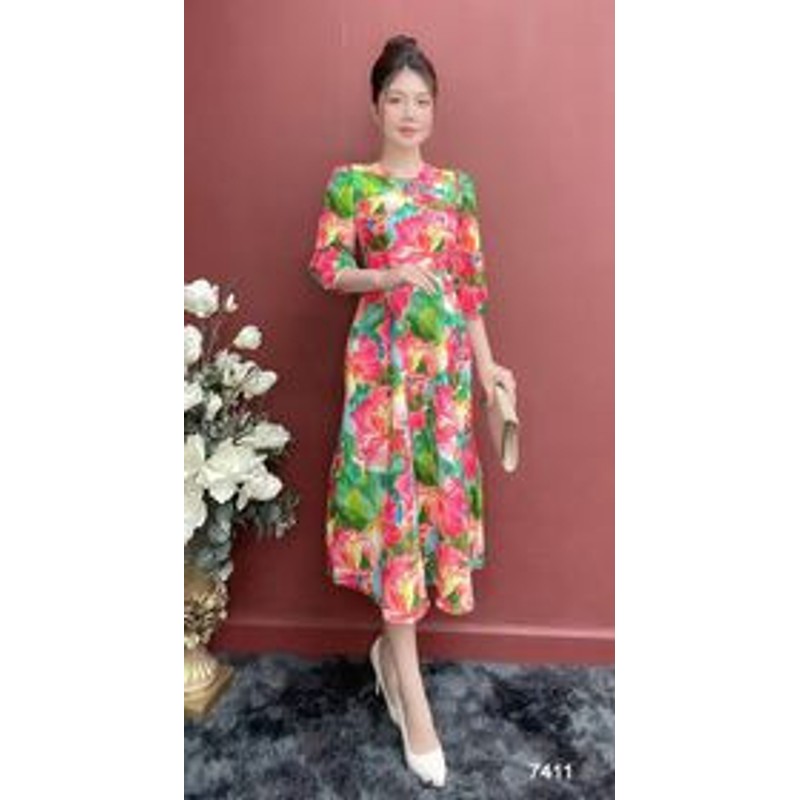 Váy Xòe Hoa Nhí Nền Vàng Có Túi XL	SIZE XL 183181