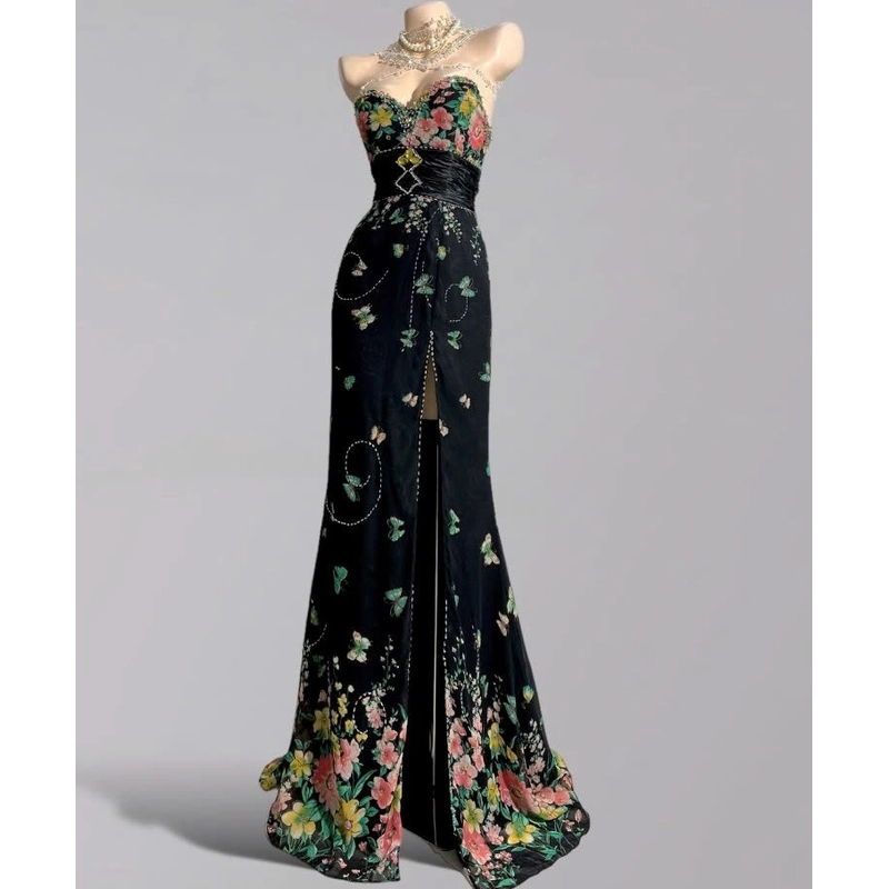 Váy quây đen dáng dài xẻ đùi hãng nhật chuẩn vintage 509522