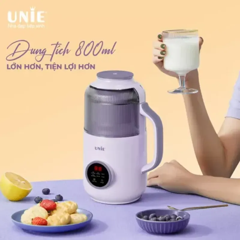 Máy làm sữa hạt UNIE UMB09 800ml, 6 chức năng, nắp chống ồn, công suất cao 578101