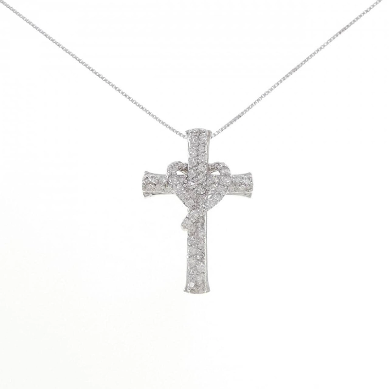 K18WG Dây chuyền kim cương hình chữ thập 0.64CT - Hàng hiệu Chính hãng 860533