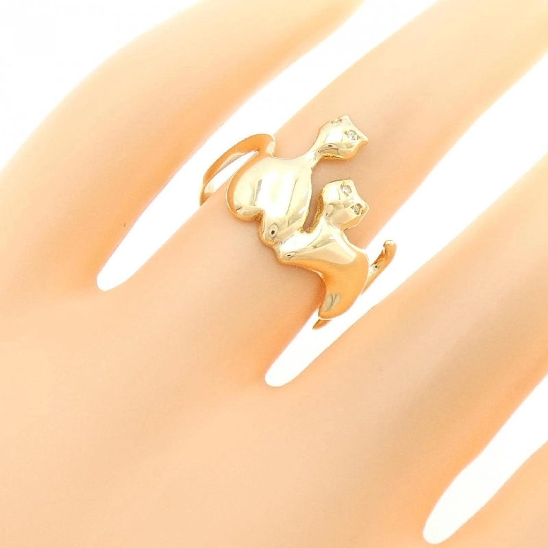 Nhẫn kim cương K18YG hình mèo 0.01CT 669448