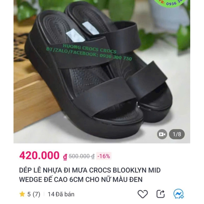 Dép xuồng đế cao CROCS  540389