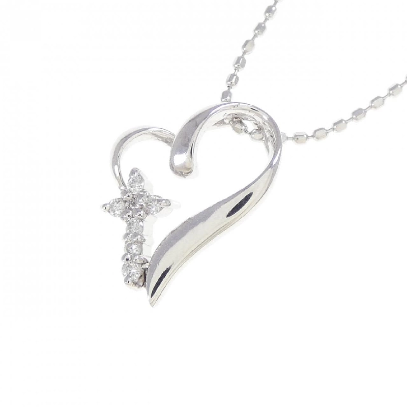 K10WG Heart × Cross Diamond Necklace 0.04CT - Hàng hiệu Authentic 865409