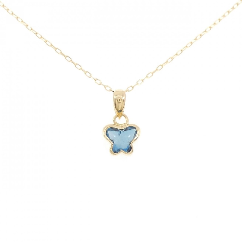 K18YG Bướm Topaz Xanh Dương Dây Chuyền 0.19CT - Hàng hiệu Chính hãng 857554